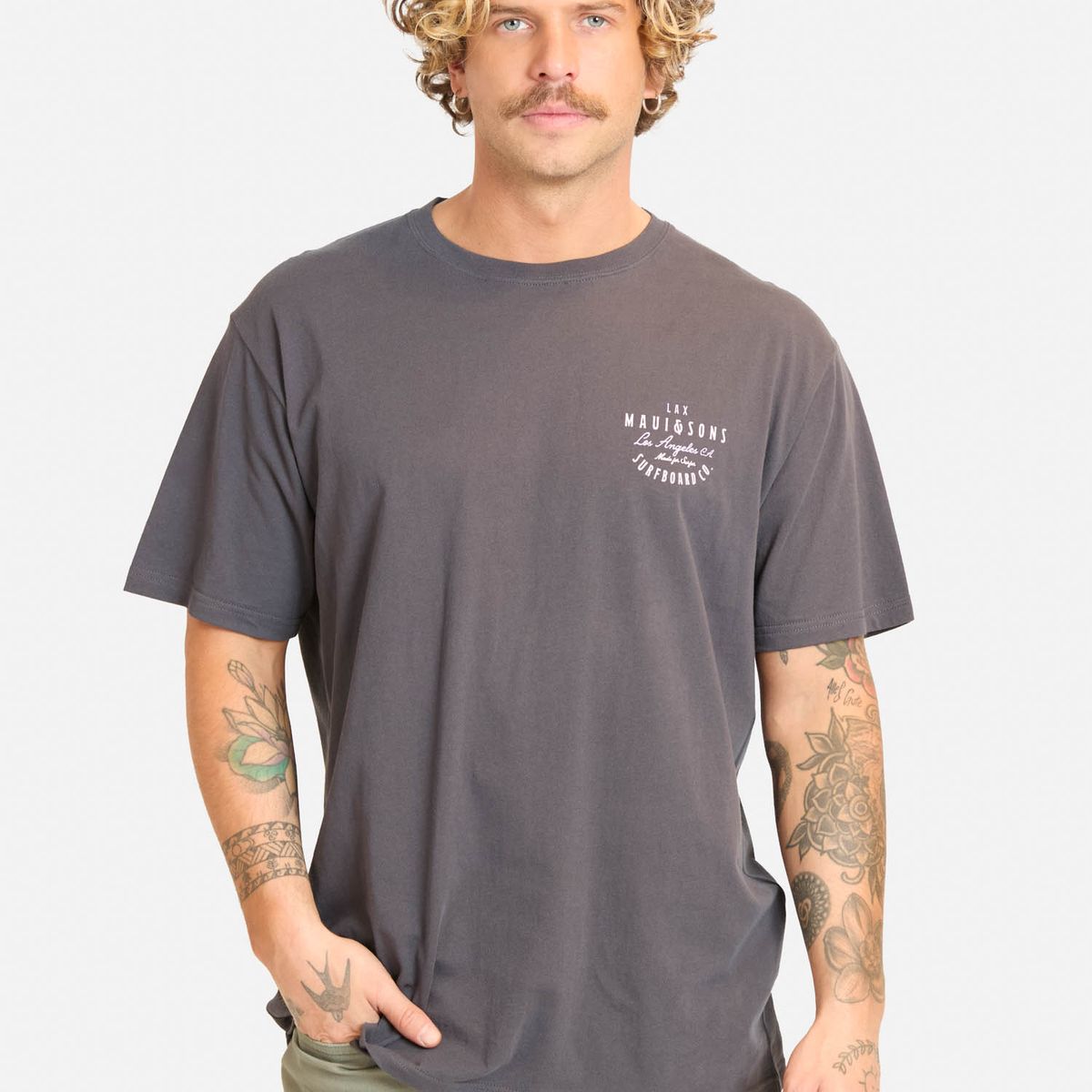 MAUI AND SONS - Polera MC Pazidu Gris Hombre Maui And Sons