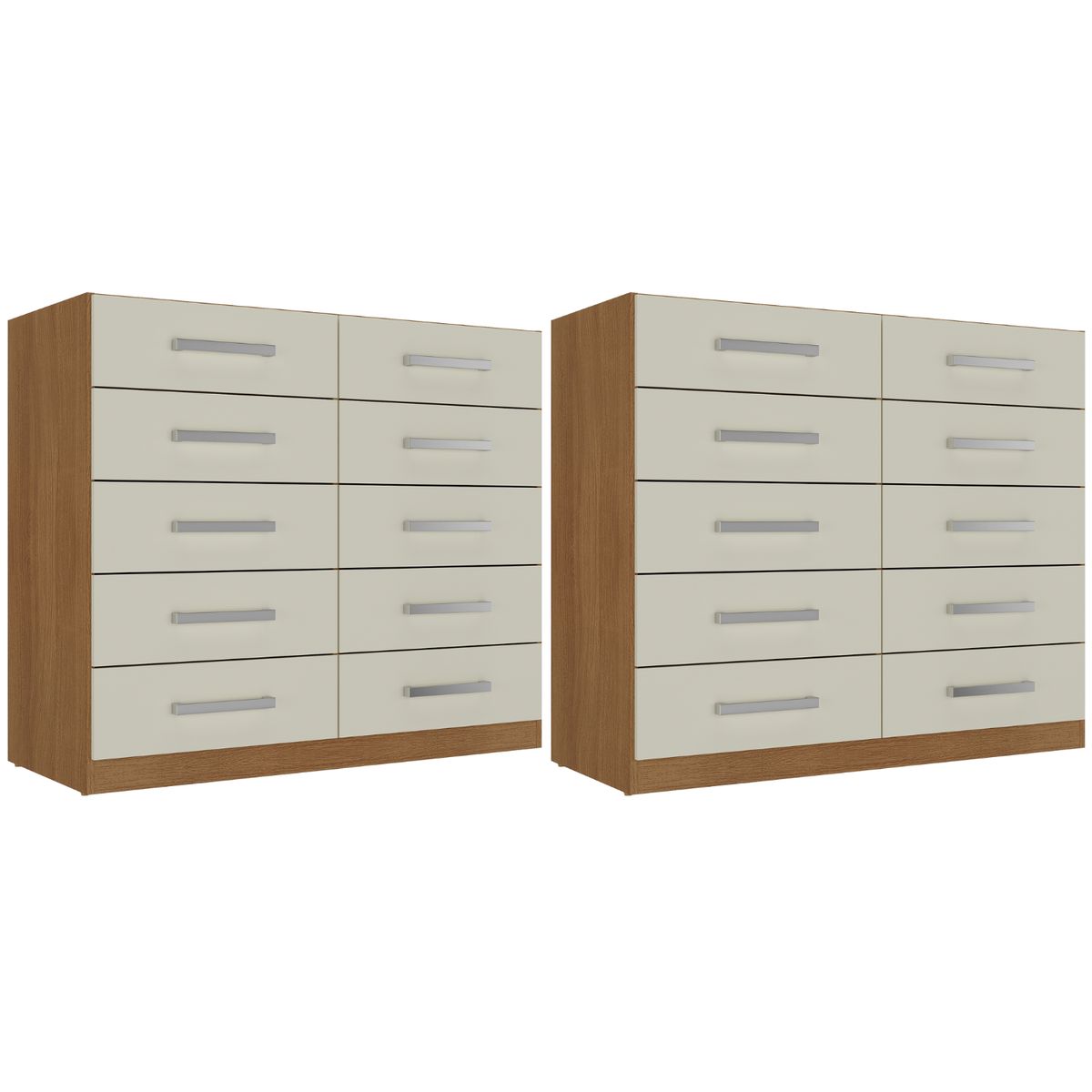 MOVELARIA - Combo 2 Cómodas 10 Cajones 91x91x35 Off White R10X2