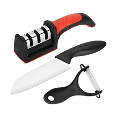 GENERICO - Set 3 Cocina Afilador Cuchillo Pelador