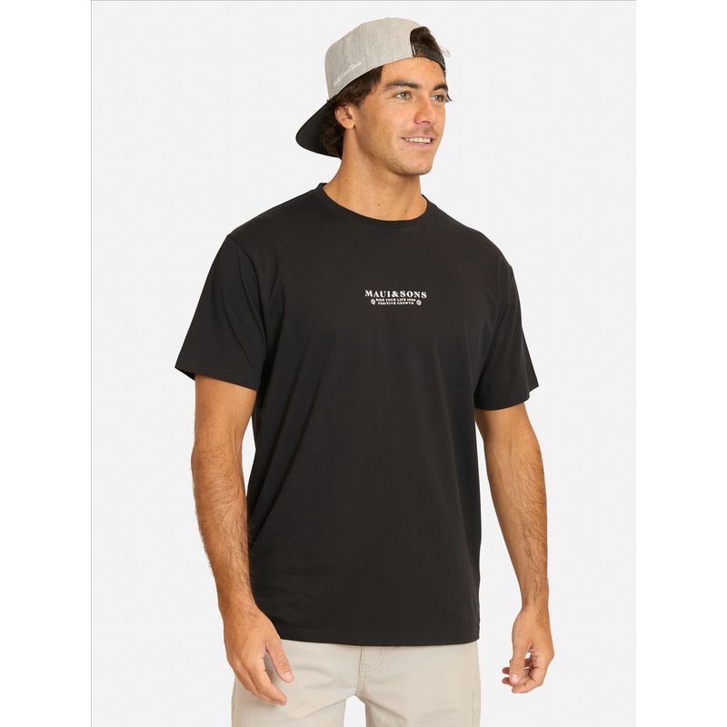 MAUI AND SONS - Polera MC Feyut Negro Hombre Maui And Sons
