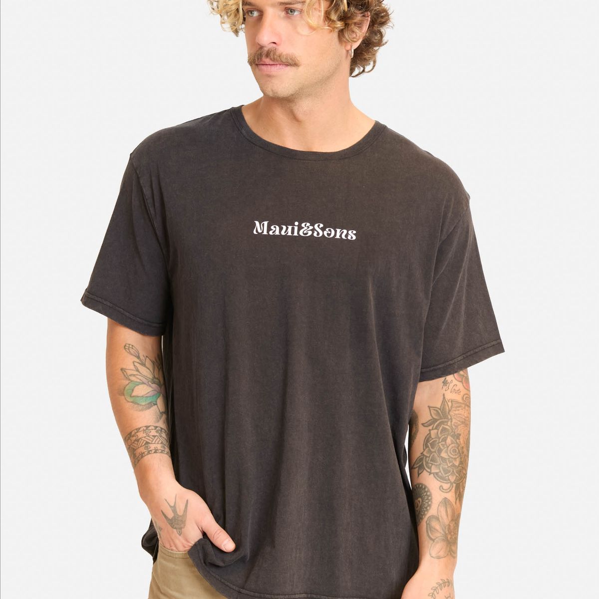 MAUI AND SONS - Polera MC Doco Negro Hombre Maui And Sons
