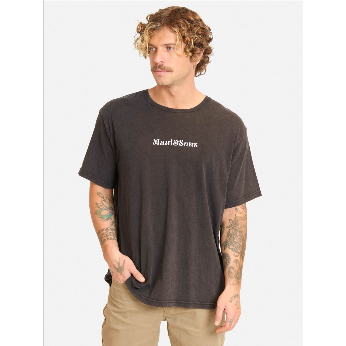 MAUI AND SONS - Polera MC Doco Negro Hombre Maui And Sons