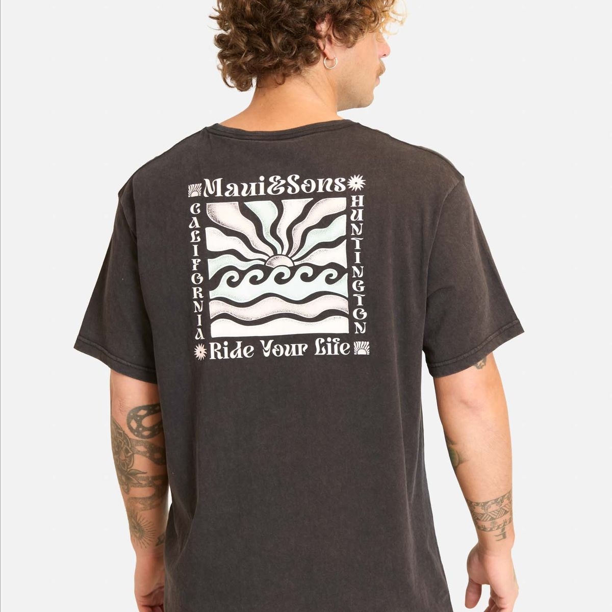 MAUI AND SONS - Polera MC Doco Negro Hombre Maui And Sons