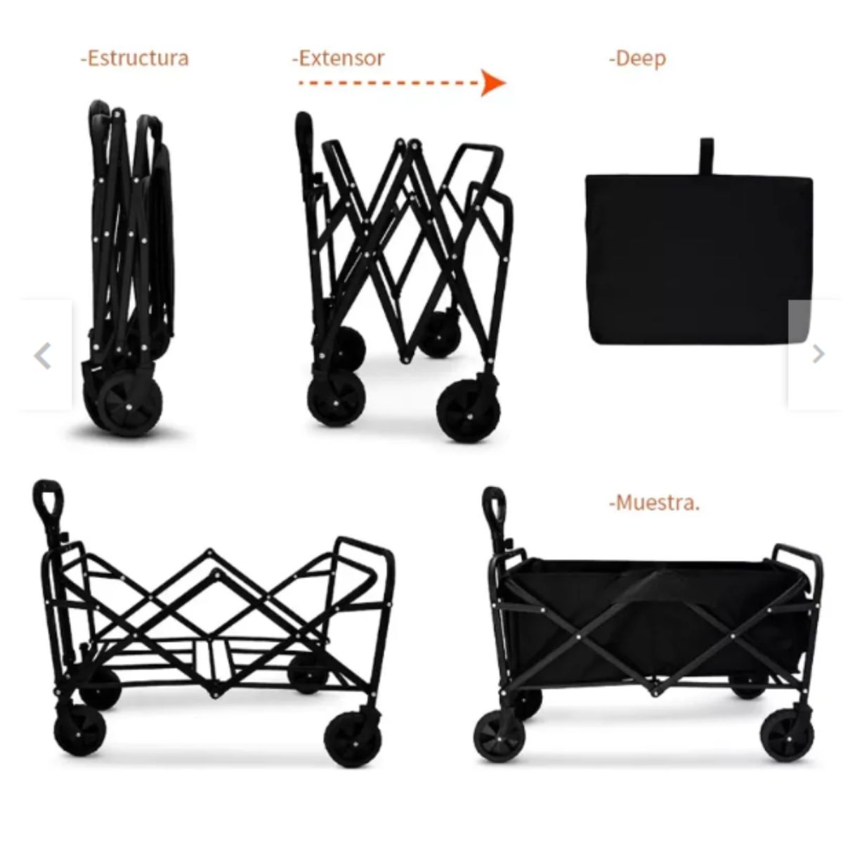 GENERICO - Carrito Plegable para compras y camping de carga 160 kg