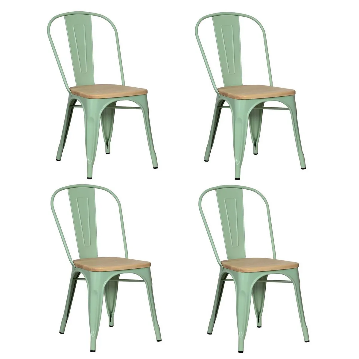 HABITA2 CHILE - Pack de 4 Silla Tolix con asiento de madera - Negro