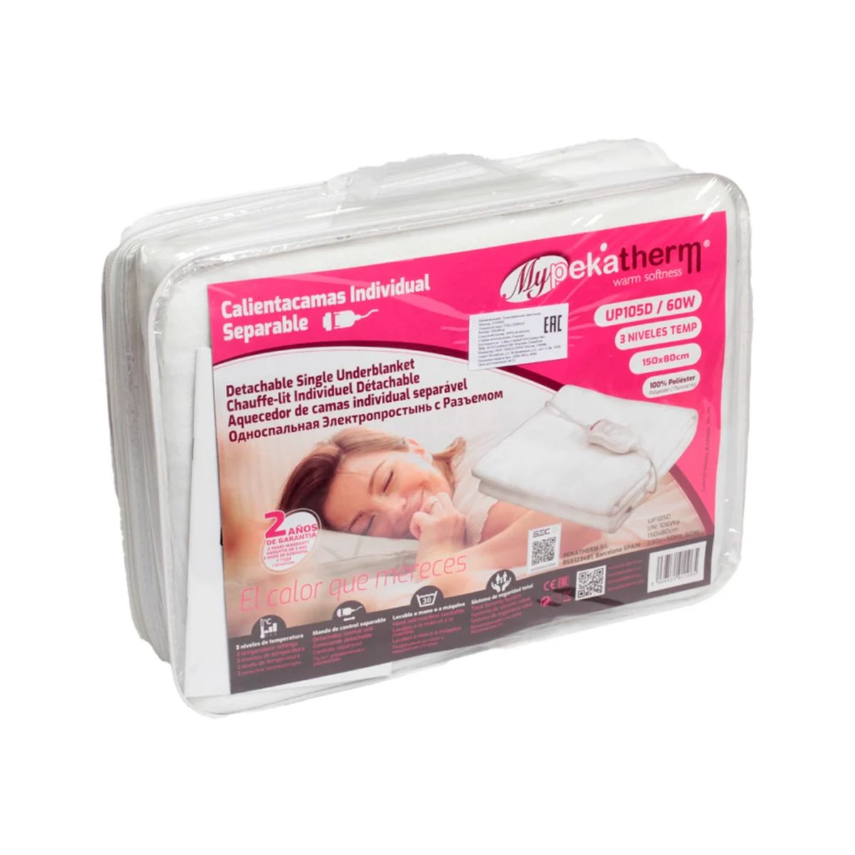PEKATHERM - CALIENTACAMA 1PLAZA POLIÉSTER CREGULADOR NO SEPARABLE 2NIV60W UP105