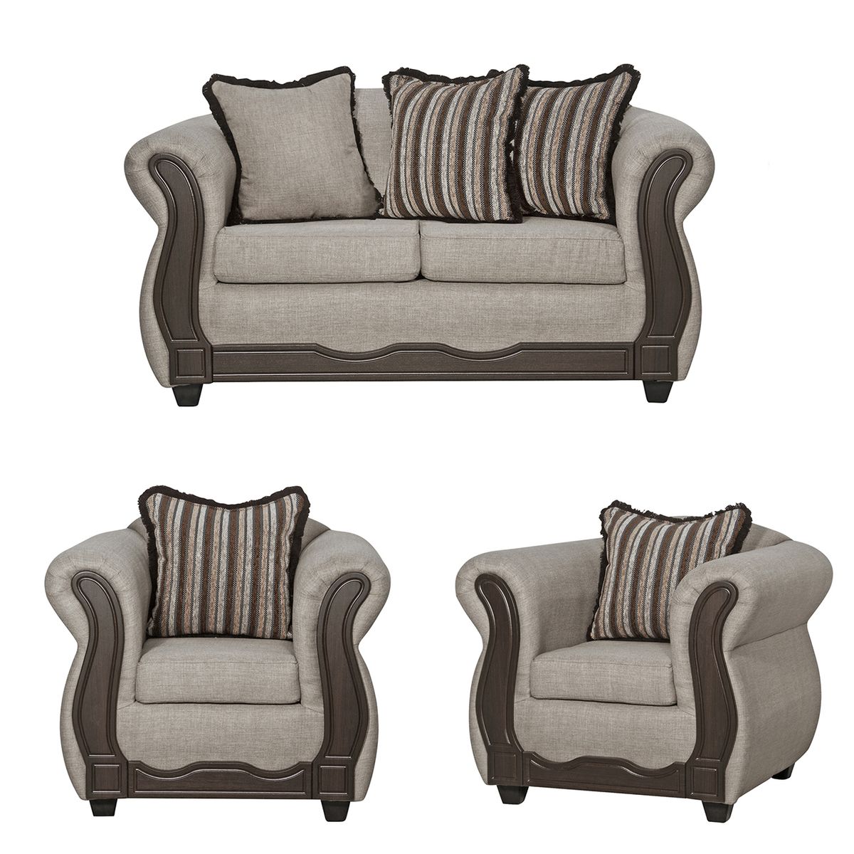 BLACK FACTORY - Juego de Living 2 1 1 Sofia Beige