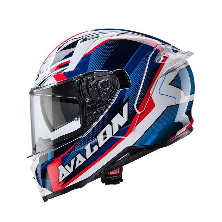 Casco De Moto Avalon X Optic White Blue Red #0000FF M