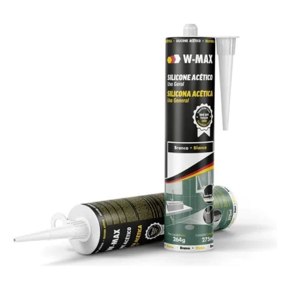 METALFER - Silicona Acética 280 Ml Color Blanco W-max