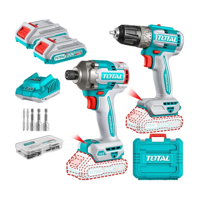 TOTAL TOOLS - ATORNILLADOR IMP 20V TOTAL TIRLI2028-7  14+2BAT  40 AH+CARG +ACC