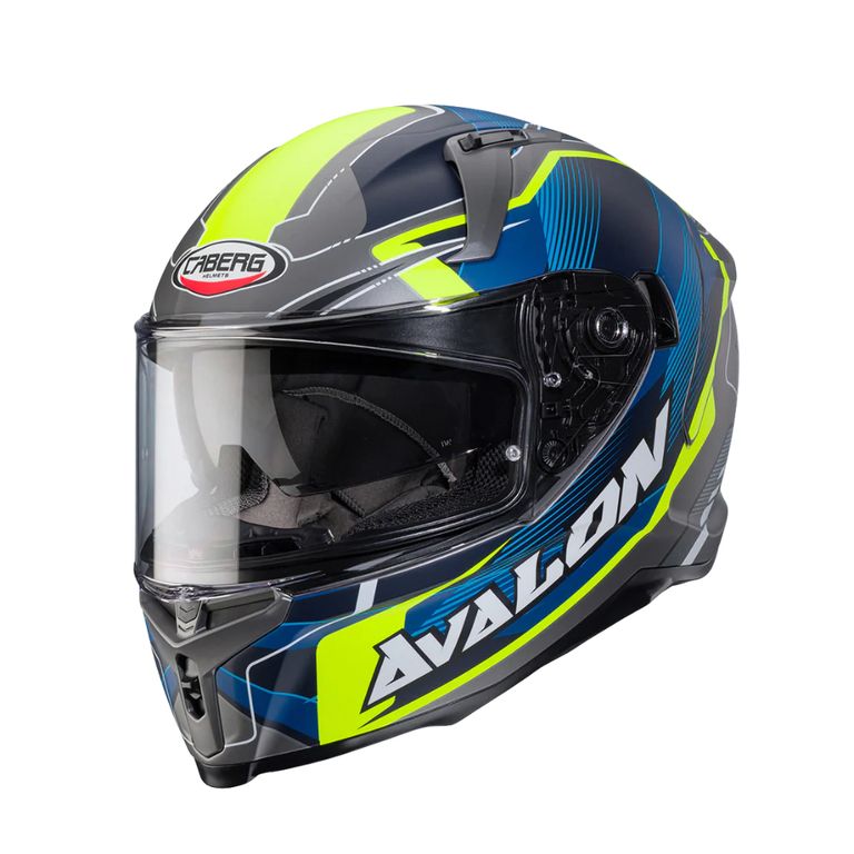 Casco De Moto Avalon X Optic Matt Grey Blue Yellow Fluor_. Amarillo M