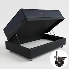 BLOCCARE - Cama Baul 1 Plaza L190+ Colchon CIC PREMIUM/ Con Ruedas PYTON (Negro)