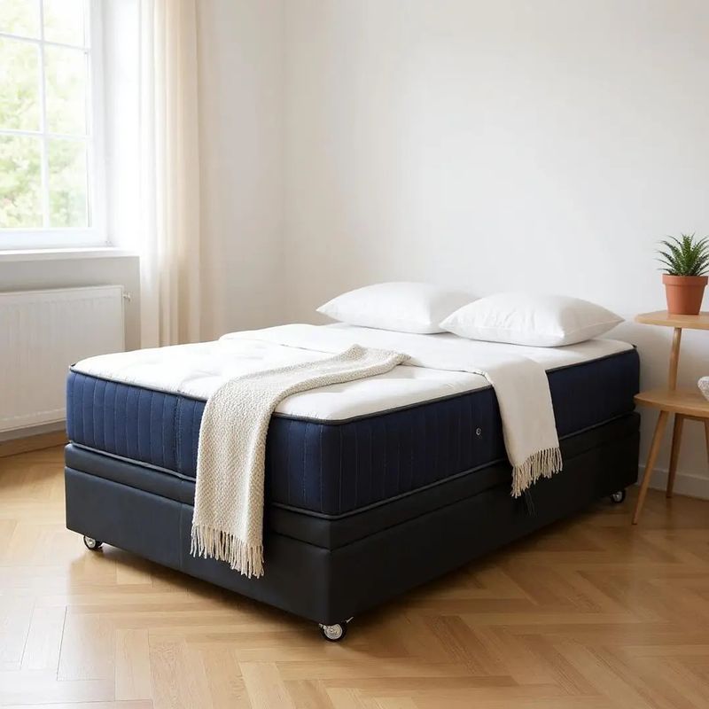 BLOCCARE - Cama Baul 1 Plaza L190+ Colchon CIC PREMIUM/ Con Ruedas DELUXE (Negro).
