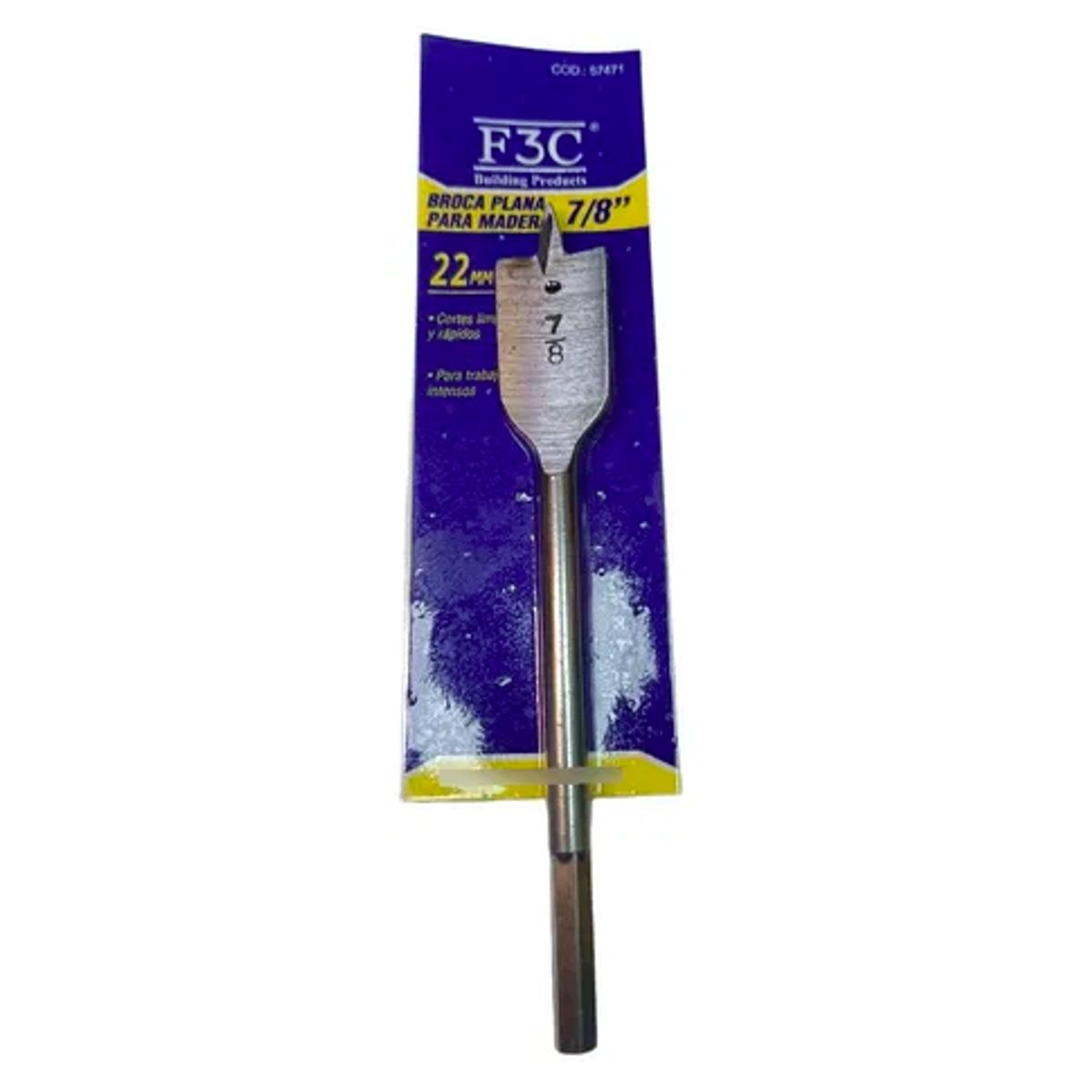 GENERICO - Broca Paleta Plana Para Madera F3C  7/8"  22mm