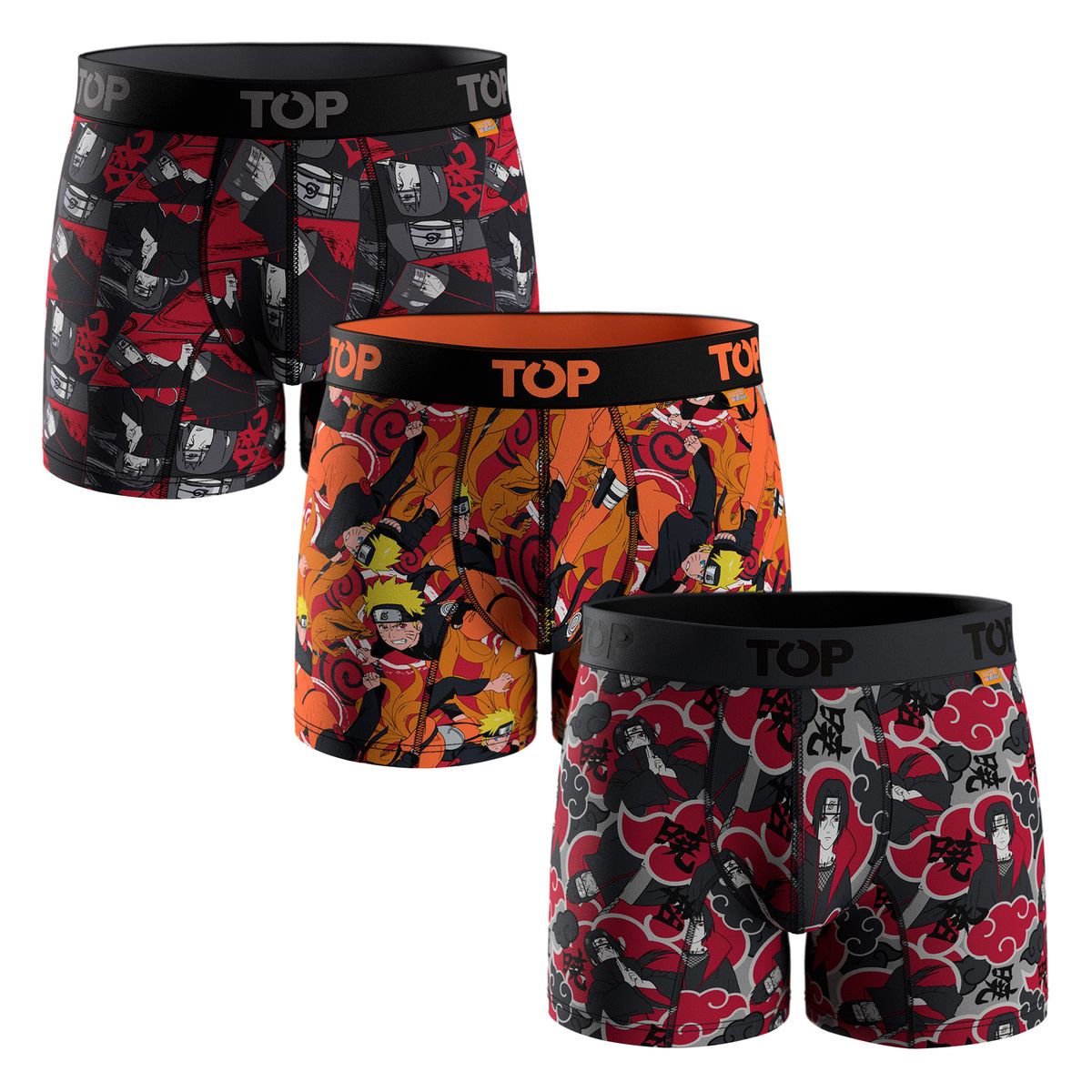 TOP - Bóxer Medio Algodón Naruto Shippuden Pack 3 C4 Top
