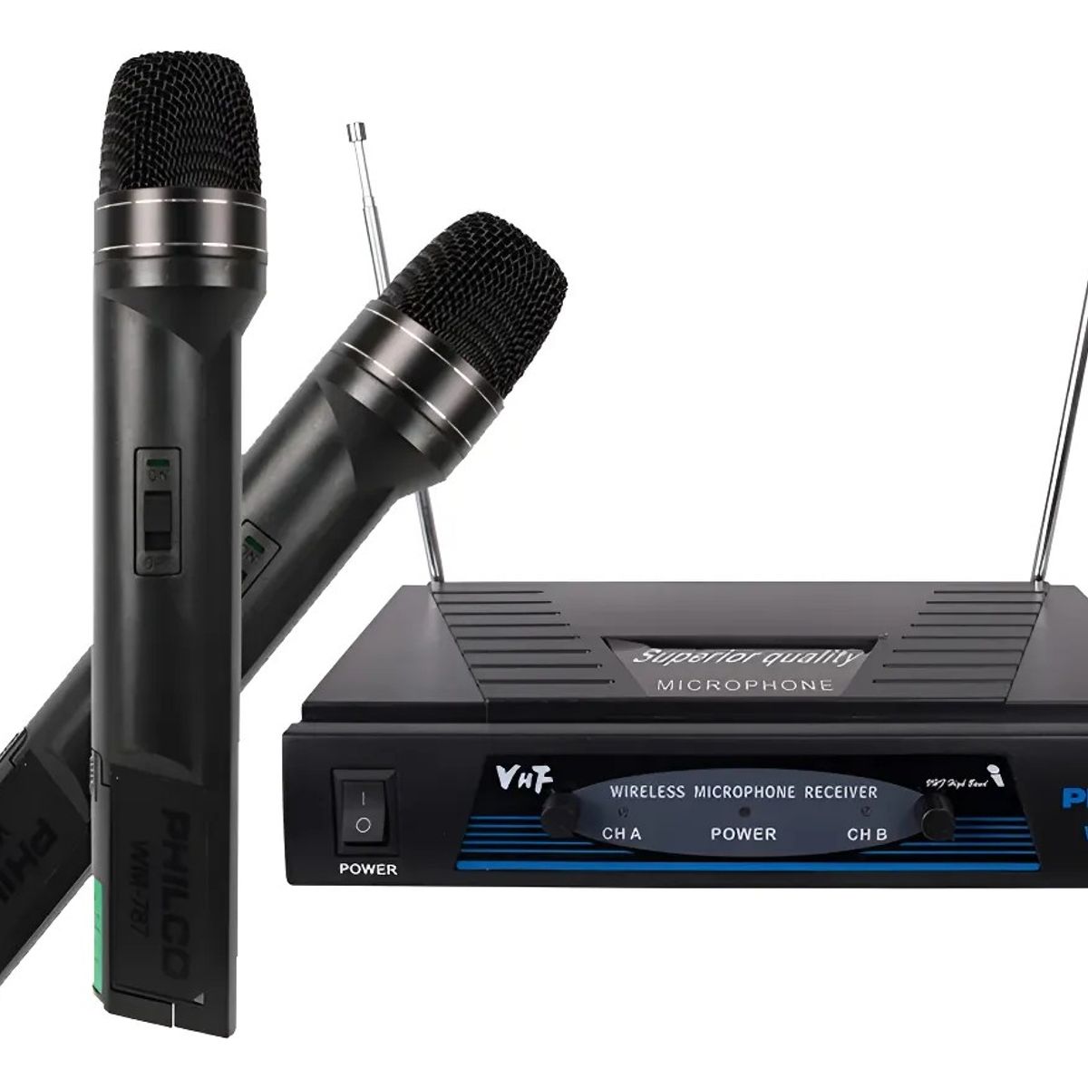 PHILCO - Kit De 2 Micrófonos Inalámbricos Vhf Philco Wm787 Karaoke