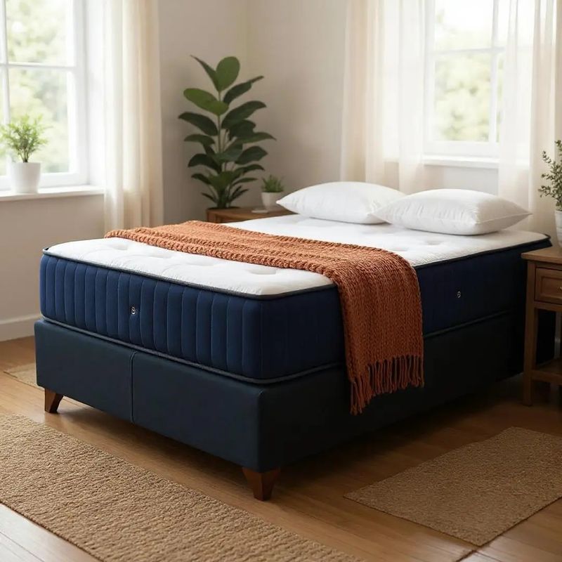 BLOCCARE - Cama Baul 1.5 Plaza L200+ Colchon CIC PREMIUM/Patas Madera 11CM Negro
