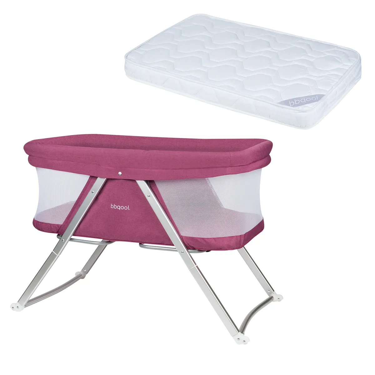 BBQOOL - Cuna Moisés Portátil Dreams Rosado + Colchón