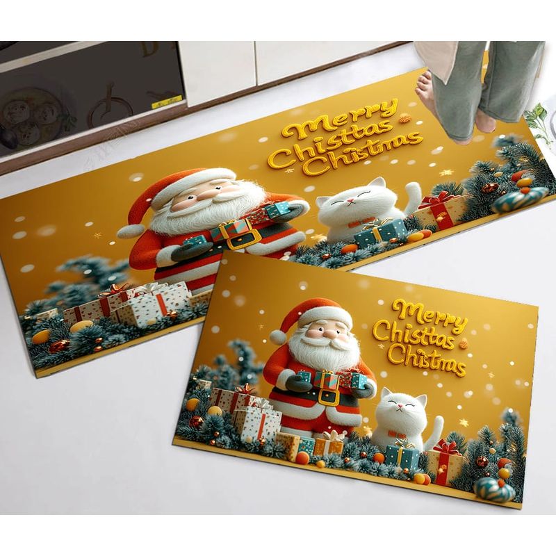 GENERICO - Pack de 2 Alfombras Para Cocina Diseños Navideños