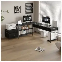 HOMER DESIGN - Escritorio Homeoffice Esquinero Forma L Oficina Convertible