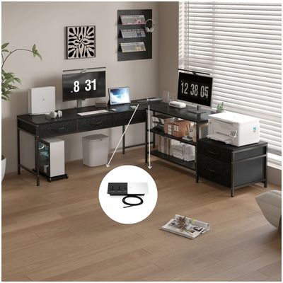 Imagen 2 del producto Escritorio Homeoffice Esquinero Forma L Oficina Convertible CON ENCHUFE-