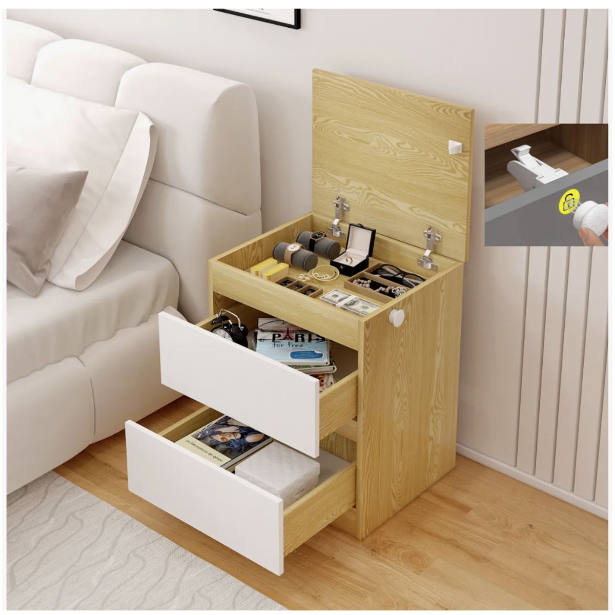 HOMER DESIGN - Velador Seguridad Compartimento Oculto 2 Tiras Antirrobo