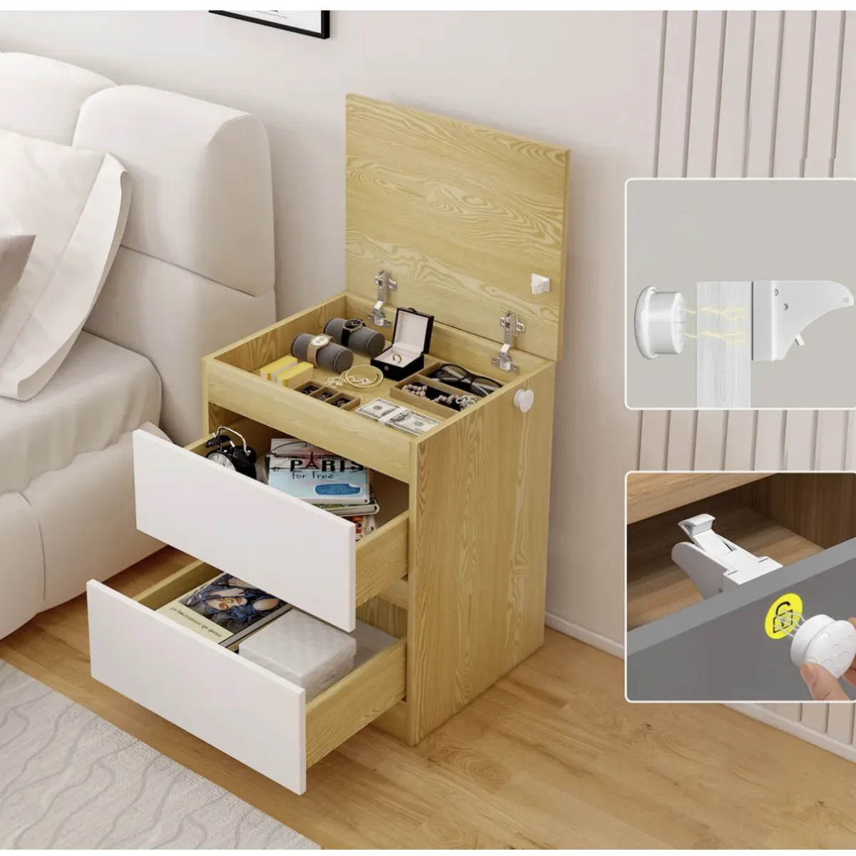 HOMER DESIGN - Velador Seguridad Compartimento Oculto 2 Tiras Antirrobo