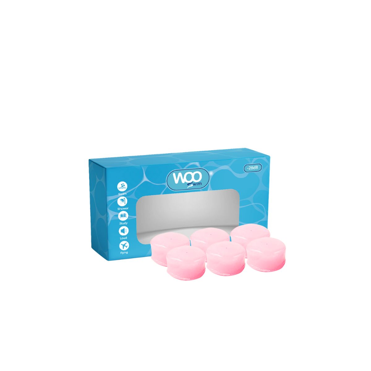 WOO EARPLUGS - Woo Earplugs Swim Tapones de Oído Natación Silicona 28dB - Rosa