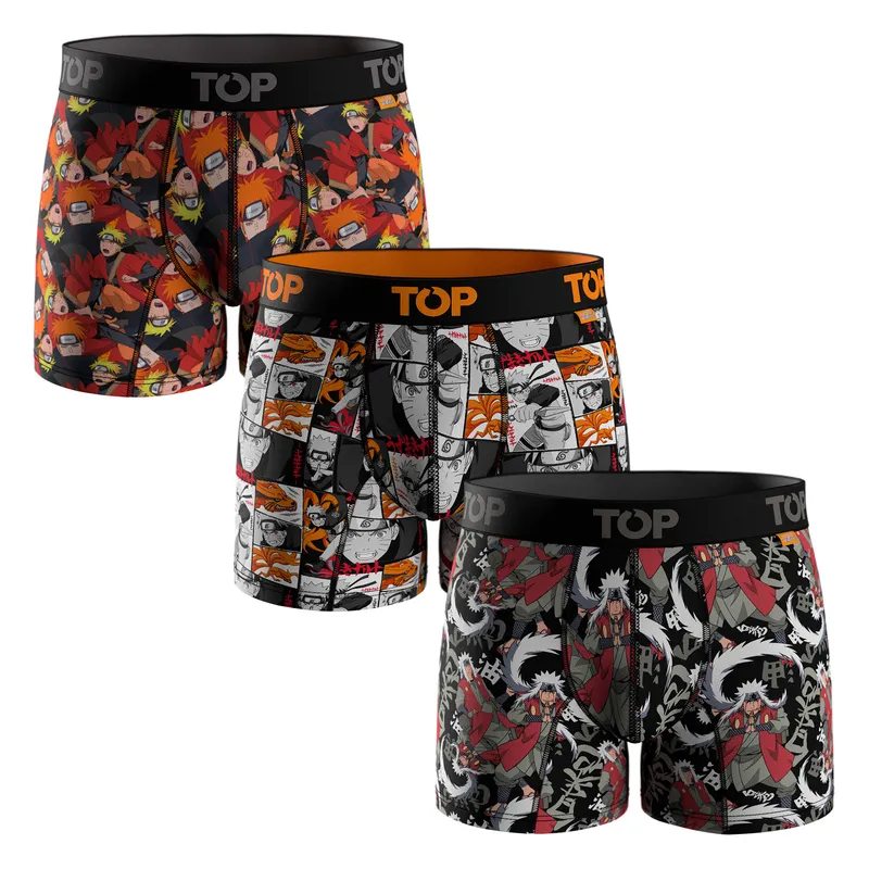 TOP - Bóxer Medio Microfibra Naruto Shippuden Pack 3 C3 Top