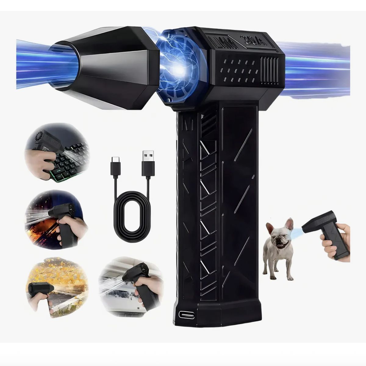 GENERICO - Ventilador Turbo Soplador Usb 130000 Rpm 3 Velocidades 200w Recargable