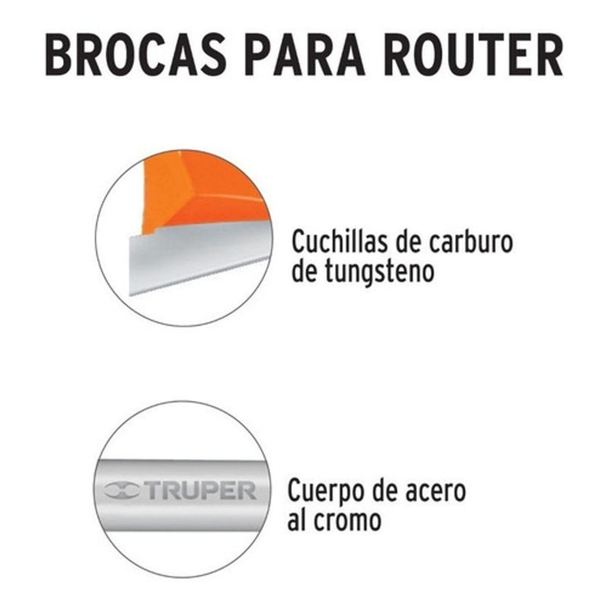 GENERICO - Fresa Para Router Recta 2 Filos 38 - Truper