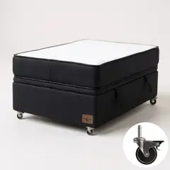 BLOCCARE - Cama Baul 1.5 Plaza + Colchon Black L190 / Ruedas PYTON (Negro)