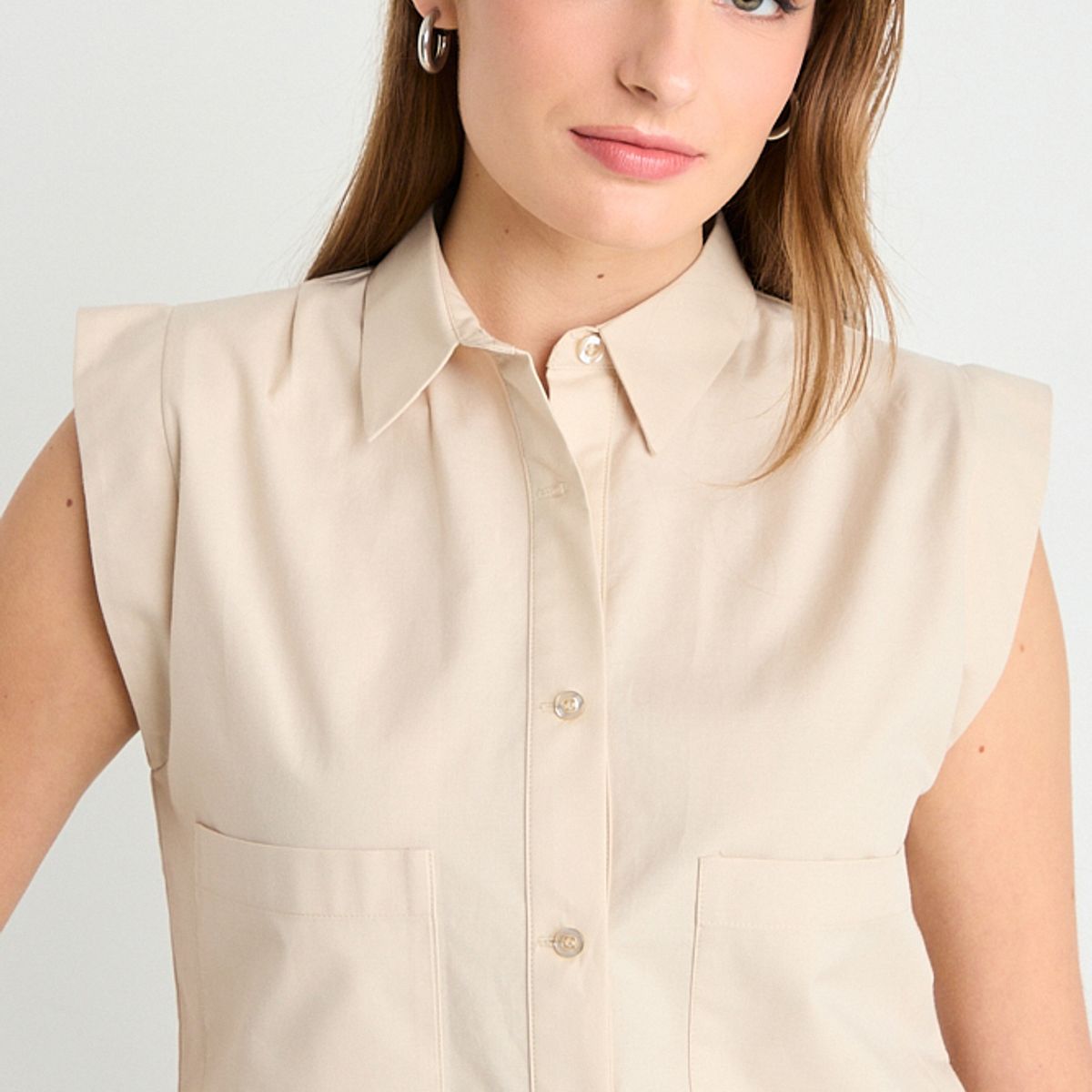 IO - Blusas Sin Manga Mujer Beige Io