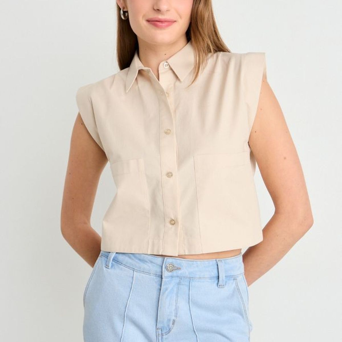 IO - Blusas Sin Manga Mujer Beige Io