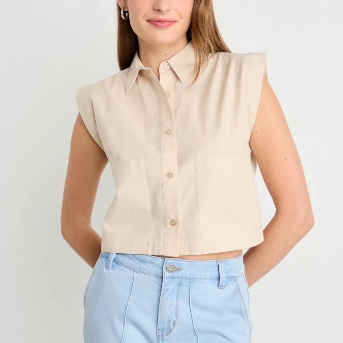 IO - Blusas Sin Manga Mujer Beige Io