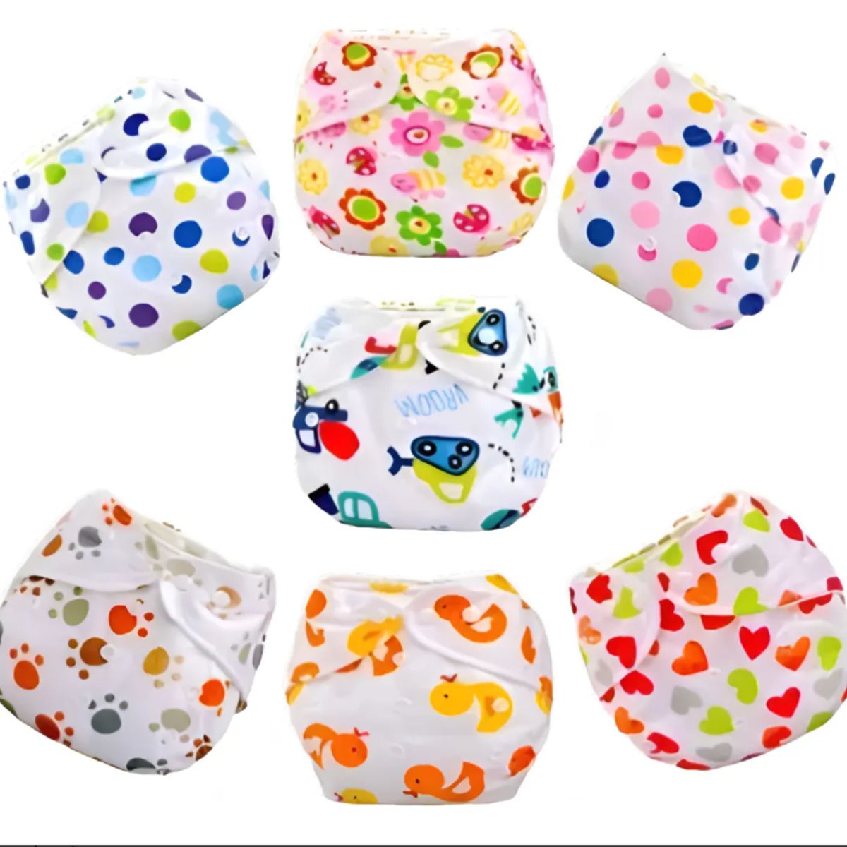 GENERICO - Pack 5 Pañales Tela Reutilizable + 5 Insertos De Microfibra