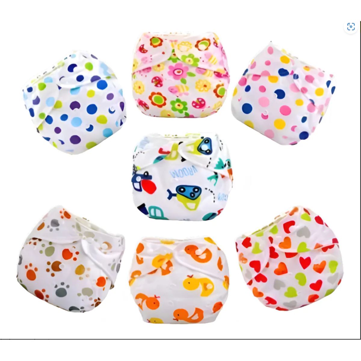 GENERICO - Pack 5 Pañales Tela Reutilizable + 5 Insertos De Microfibra