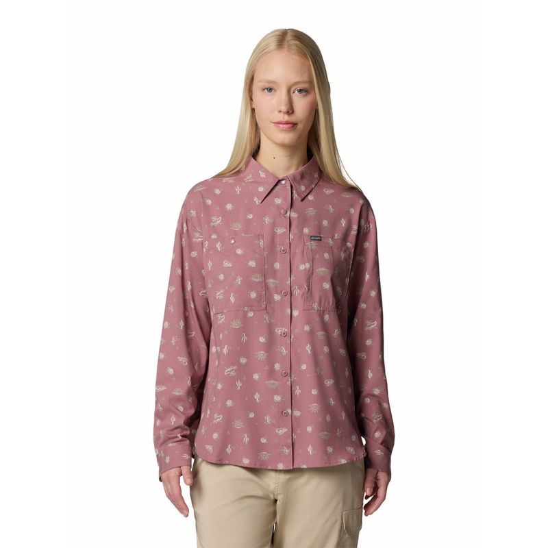 COLUMBIA - Camisa ML Mujer Silver Ridge Pattern Morado COLUMBIA