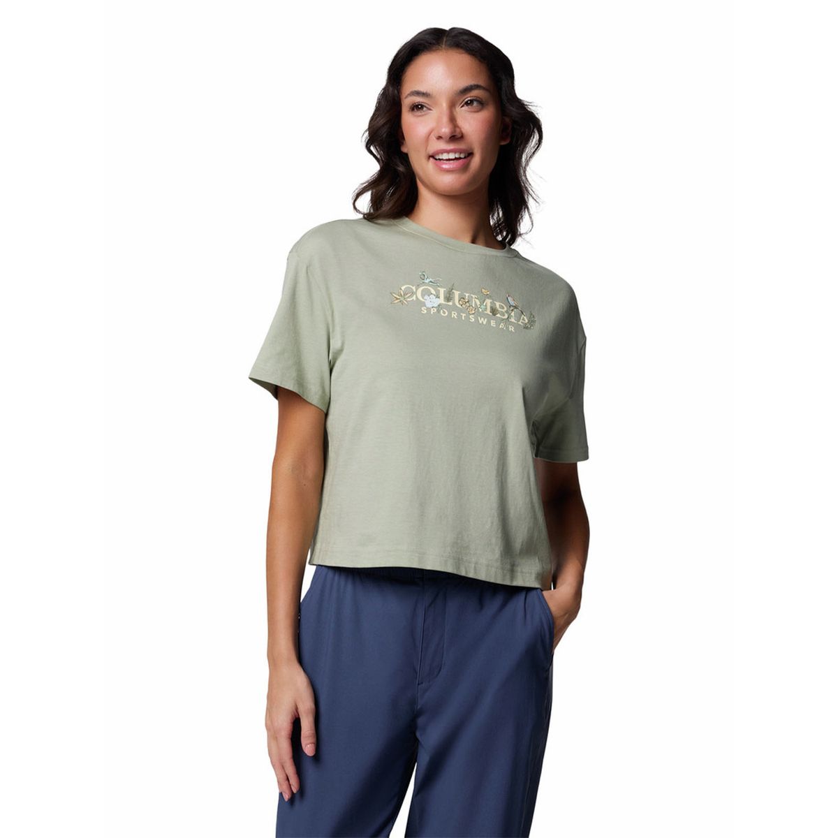 COLUMBIA - Polera M/C Mujer Rolling Bend Graphic Verde COLUMBIA