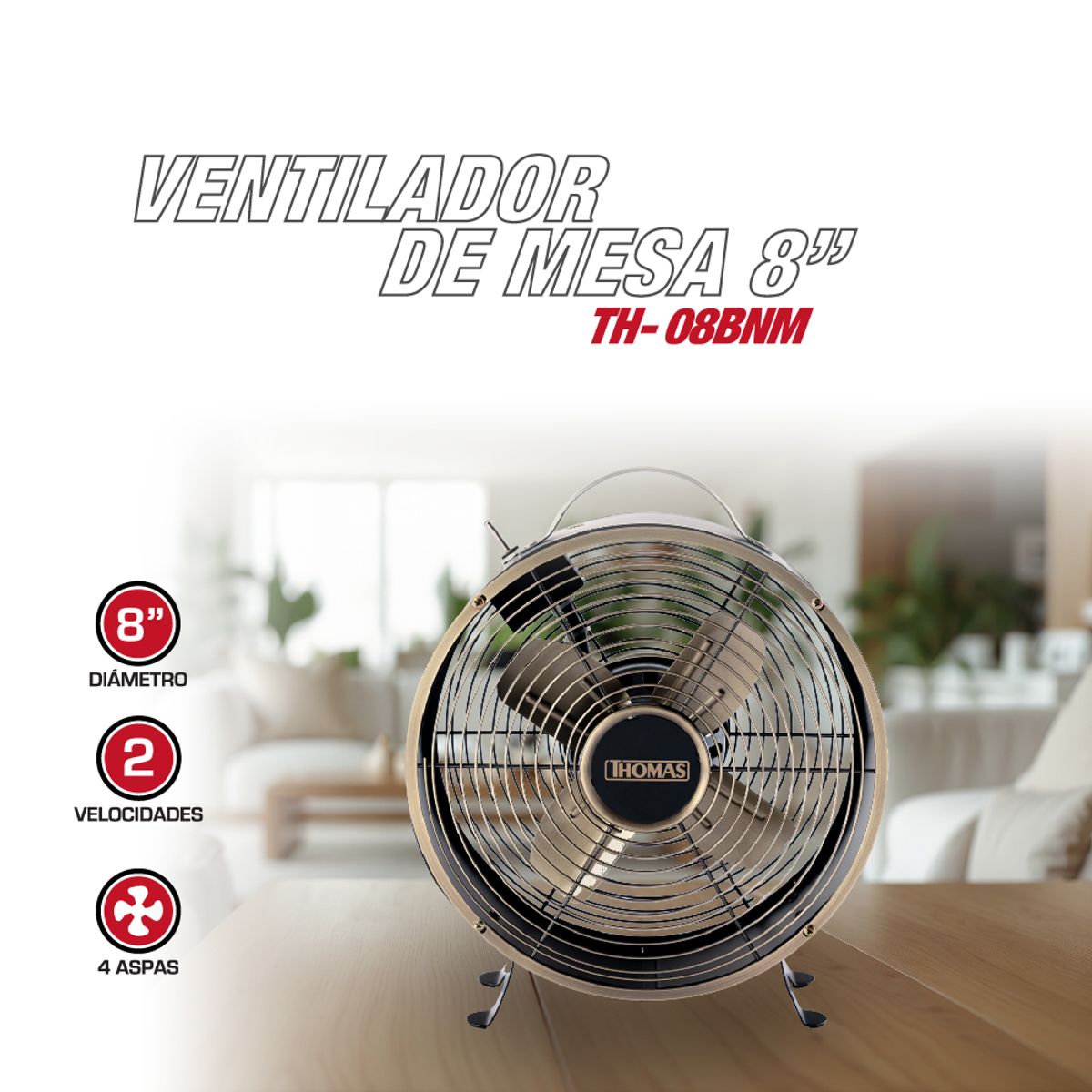 THOMAS - Ventilador de mesa TH-08BNM