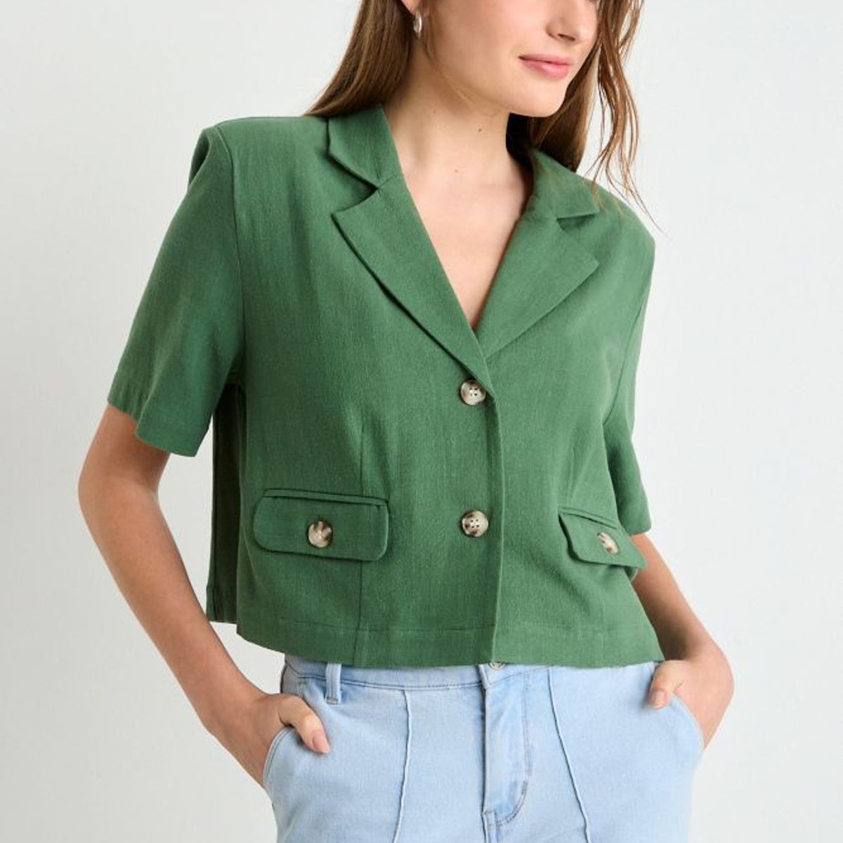 IO - Blusa Lisa Mujer Verde Oliva Io