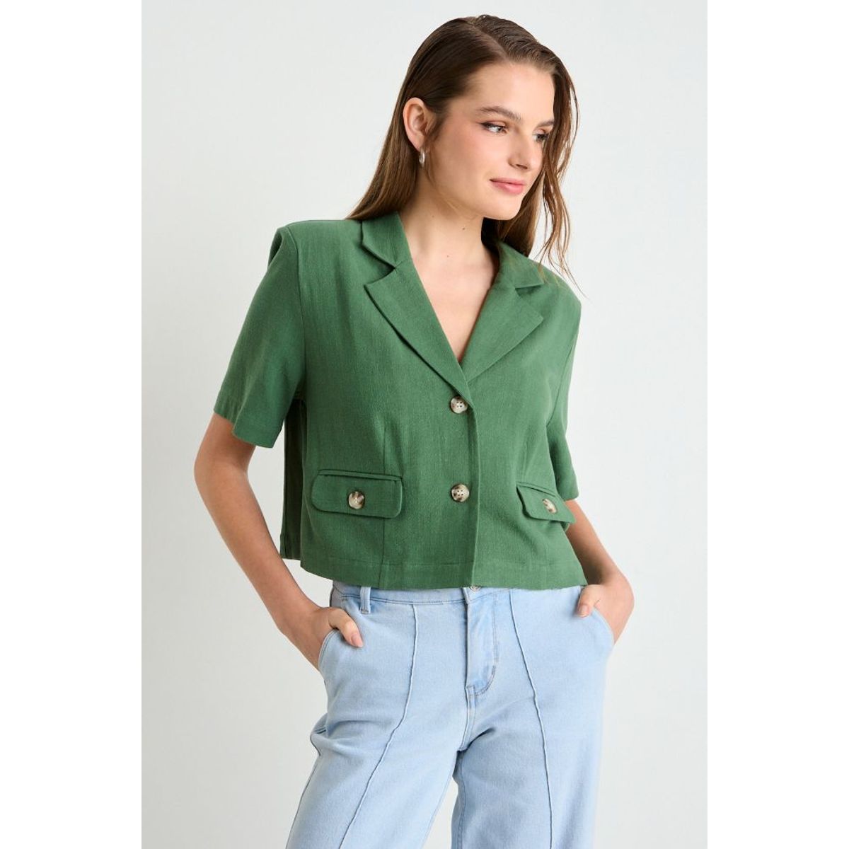 IO - Blusa Lisa Mujer Verde Oliva Io