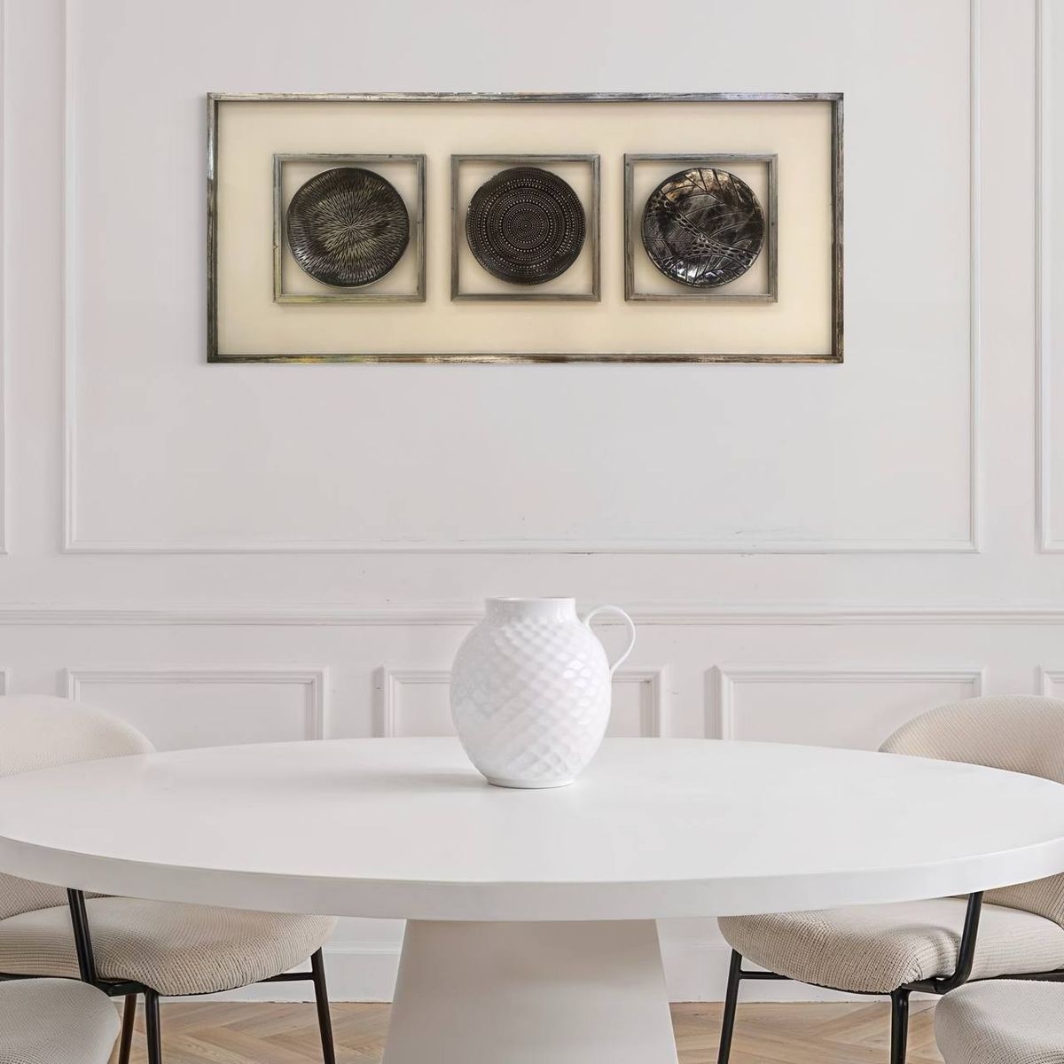 DEKAM DISEÑO - CUADRO DECORATIVO CIRCULOS PLATEADO  ENVEJECIDO