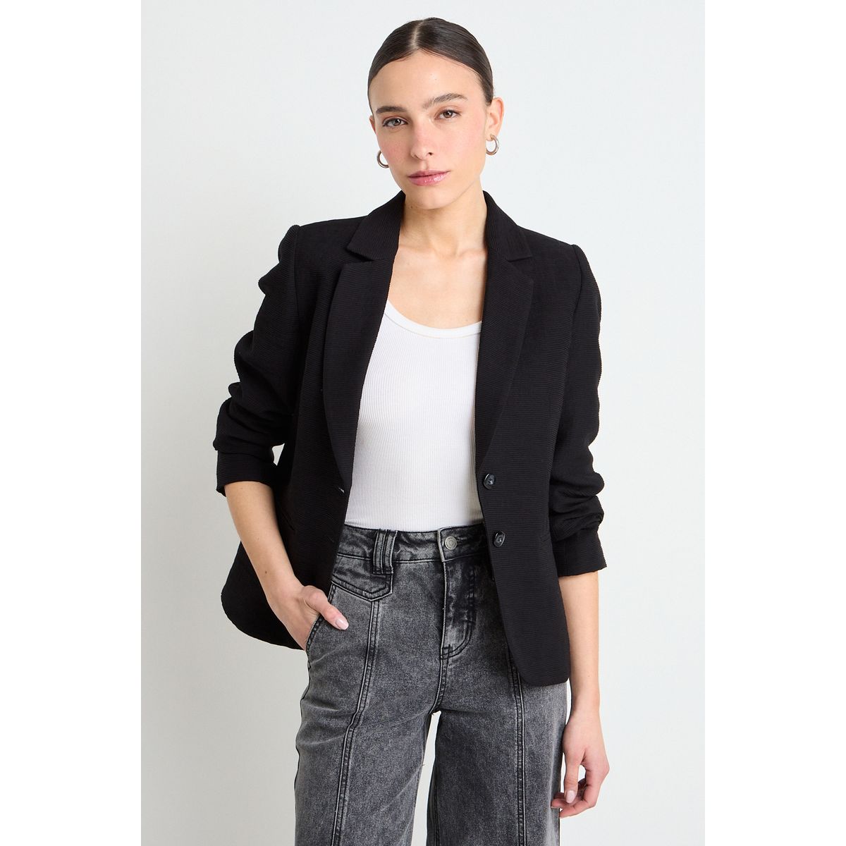 IO - Blazer Liso Mujer Negro Io