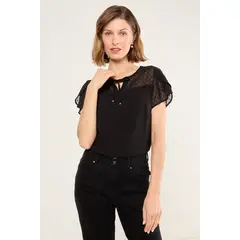 MA GRIFFE - Blusa Lisa Mujer Negro Magriffe