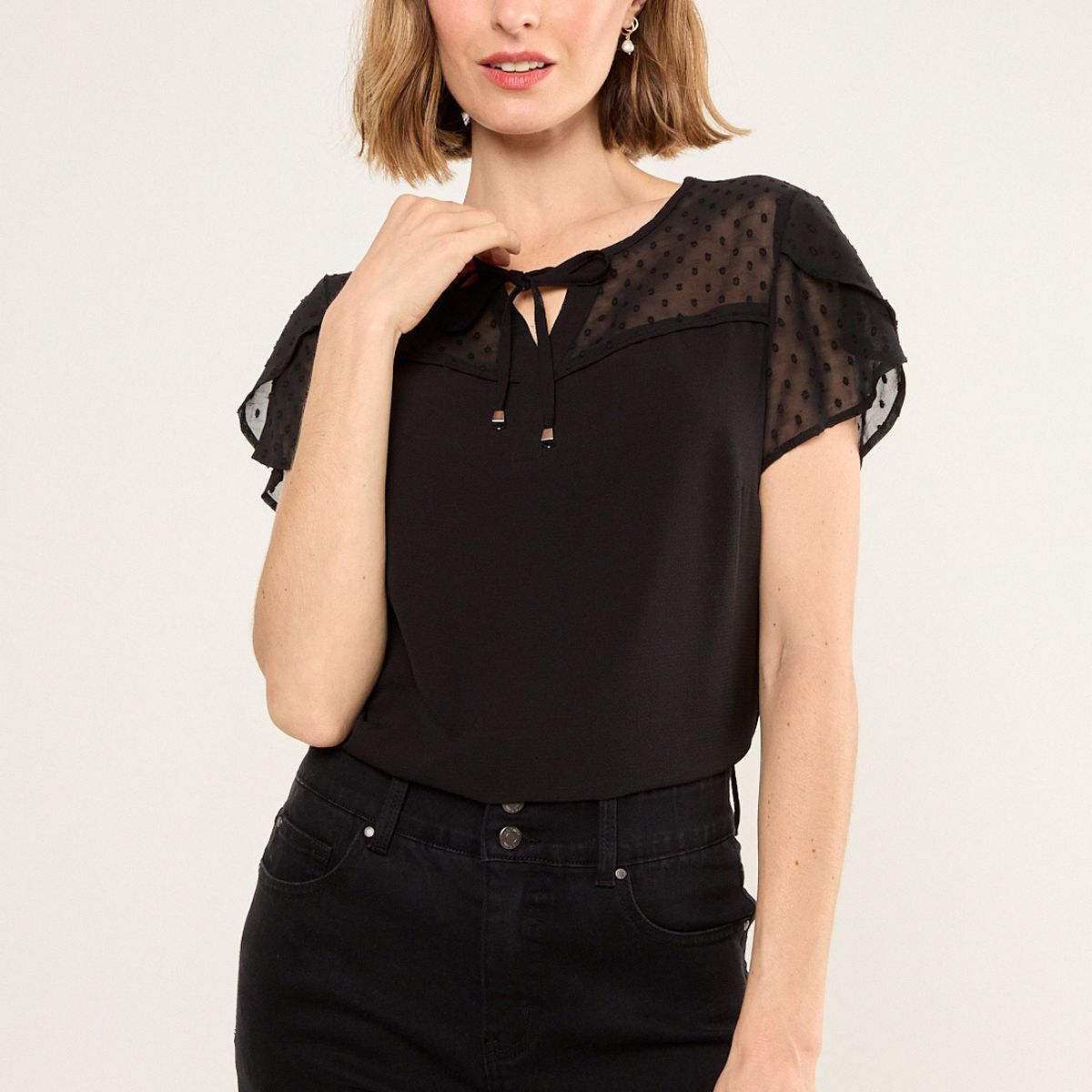 MA GRIFFE - Blusa Lisa Mujer Negro Magriffe