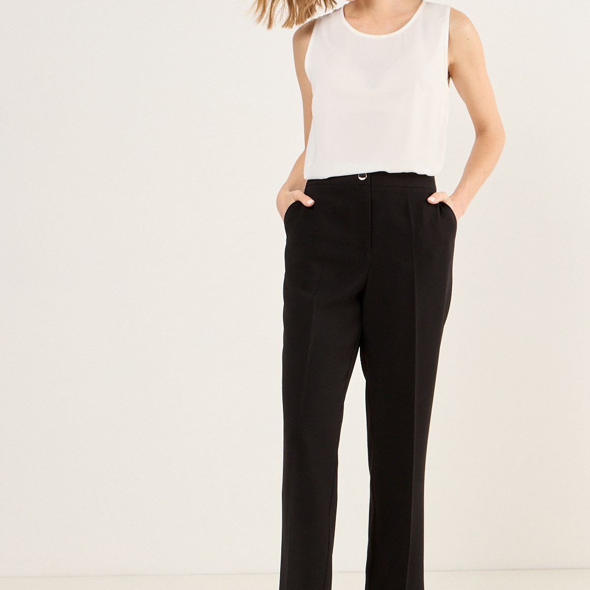 MA GRIFFE - Pantalon Formal Recto Mujer Negro Magriffe