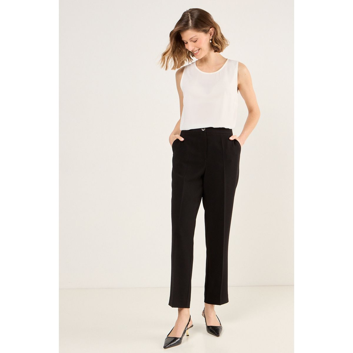 MA GRIFFE - Pantalon Formal Recto Mujer Negro Magriffe