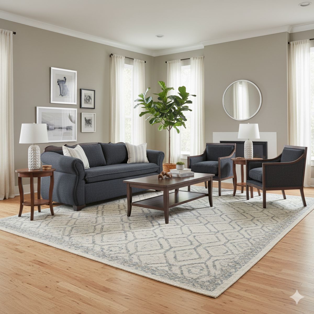 SITIAL HOME - Living 311 Tripoli Marengo sofa 3 cuerpos con resortes + 2 sitiales