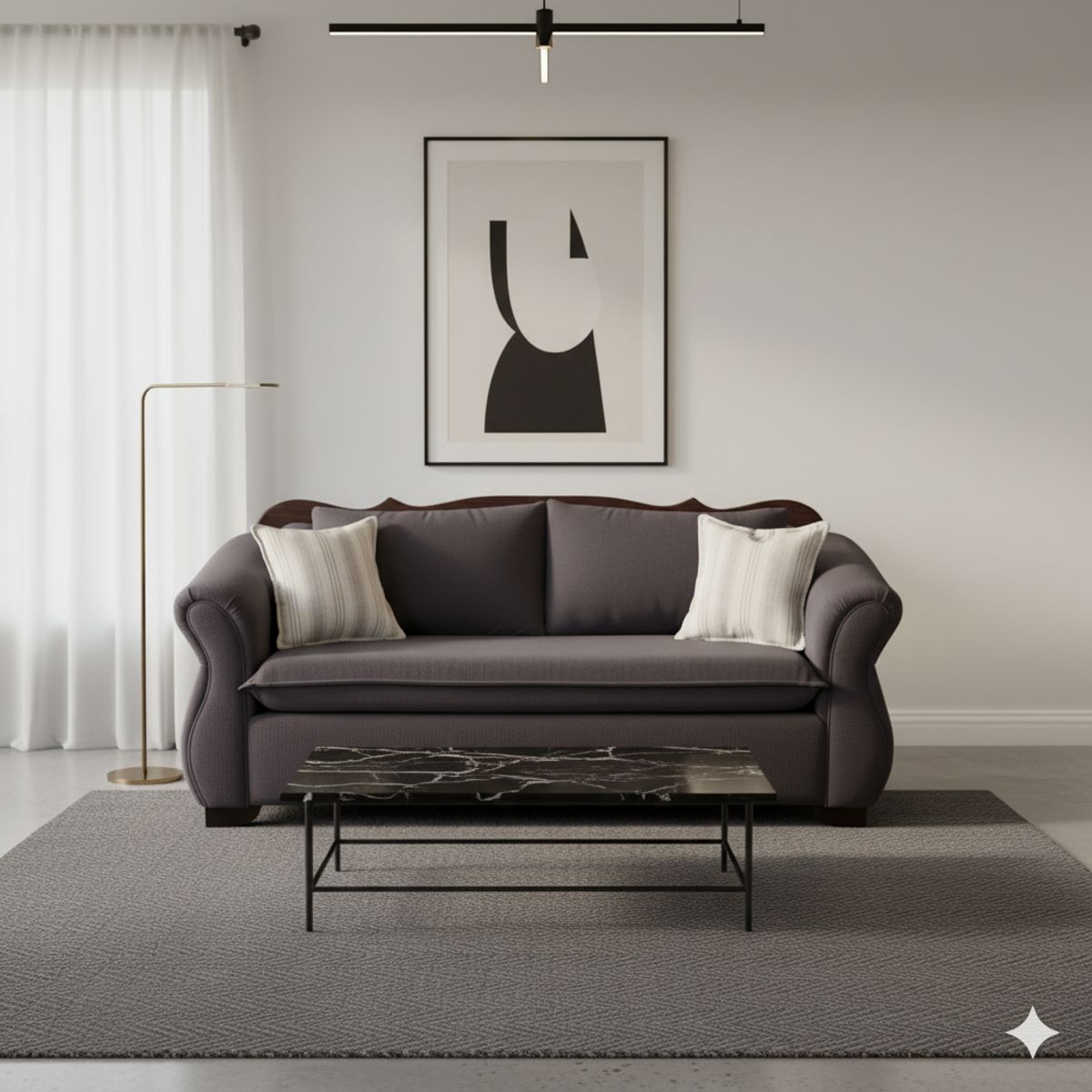 SITIAL HOME - Living 311 Tripoli Marengo sofa 3 cuerpos con resortes + 2 sitiales